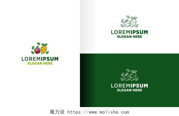 彩色纯色绿色水果logo标志图标设计